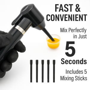 Electric Tattoo Ink Mixer – Black (with 5 Mixing Sticks)